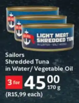Oxford Freshmarket Sailors Shredded Tuna in Water/Vegetable Oil offer