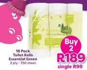 Mambo's Plastics Warehouse Essential Green Toilet Rolls 2 Ply 350 Sheet 18 Pack-Each offer