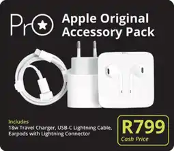 Cellucity 18w Travel Charger, USB-C Lightning Cable, Earpods with Lightning Connector offer