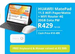 Cellucity HUAWEI MatePad 11.5 WiFi PaperMatte + MiFi Router 4G offer