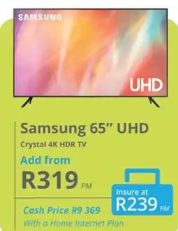 Cellucity Samsung 65" UHD Crystal 4K HDR TV offer
