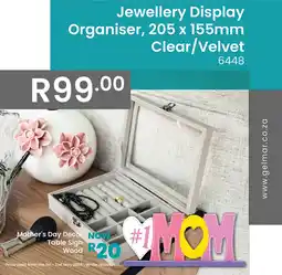 Gelmar Jewellery Display Organiser Clear/Velvet offer