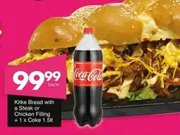 Save Hyper Kitke Bread with a Steak or Chicken Filling + Coke offer