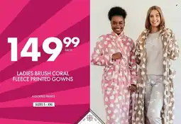 Save Hyper Ladies Brush Coral Fleece Printed Gowns offer