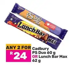 Game Cadbury PS Duo OR Lunch Bar Max offer