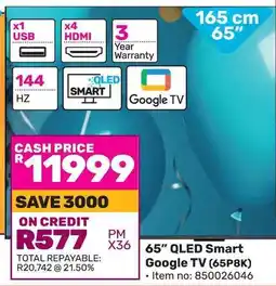 Game TCL 65" QLED Smart Google TV offer