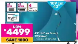 Game Hisense 43" UHD 4K Smart TV offer