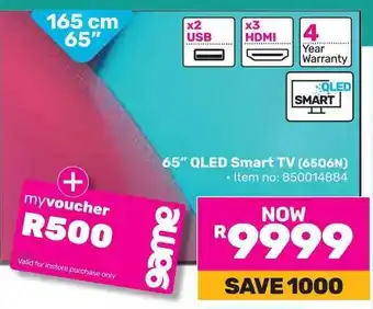 Game Hisense 65" QLED Smart TV offer