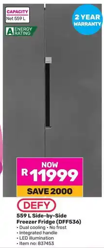 Game DEFY Side-by-Side Freezer Fridge offer