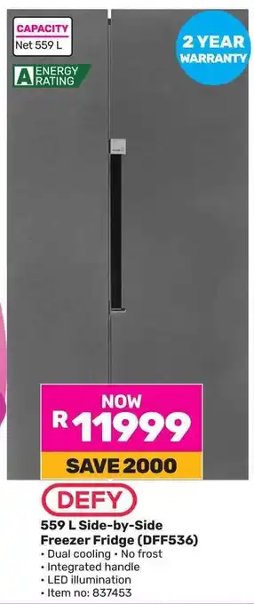 Game DEFY Side-by-Side Freezer Fridge offer
