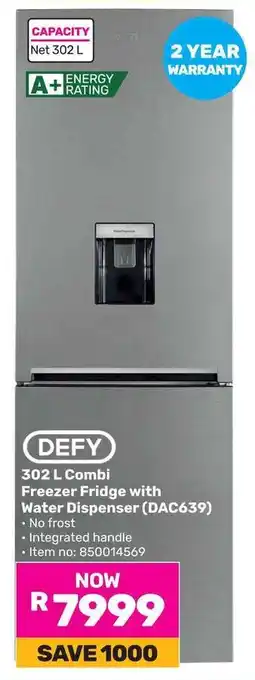 Game DEFY Combi Freezer Fridge with Water Dispenser offer