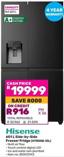Game Hisense Side-by-Side Freezer Fridge offer