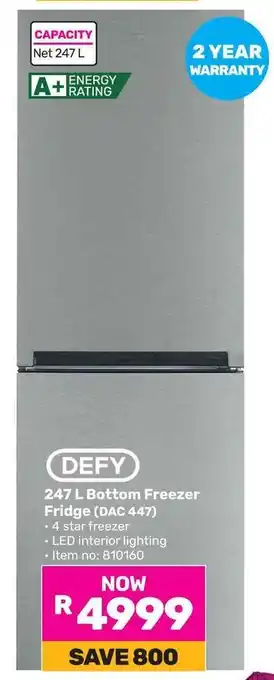 Game DEFY Bottom Freezer Fridge offer