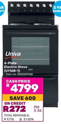 Game Univa 4-Plate Electric Stove offer