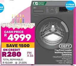 Game DEFY Front Loader Washing Machine offer