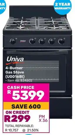 Game Univa 4-Burner Gas Stove offer