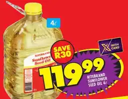 Shoprite Ritebrand Sunflower Seed Oil 4ℓ offer