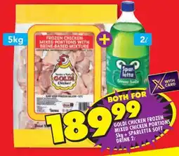 Shoprite Goldi Chicken Frozen Mixed Chicken Portions 5kg + Sparletta Soft Drink 2L offer