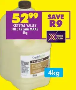Shoprite CRYSTAL VALLEY FULL CREAM MAAS 4kg offer
