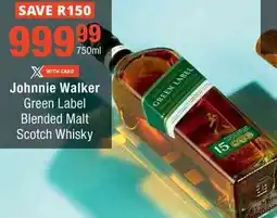 Checkers Johnnie Walker Green Label Blended Malt Scotch Whisky offer