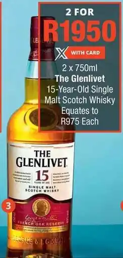 Checkers The Glenlivet 15-Year-Old Single Malt Scotch Whisky offer