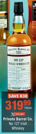 Checkers Private Barrel Co. No 127 Irish Whiskey offer
