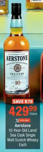 Checkers Aerstone 10-Year-Old Land/ Sea Cask Single Malt Scotch Whisky offer