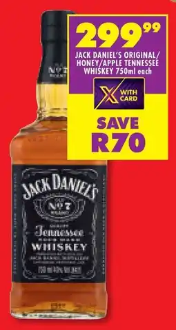 Shoprite Jack daniel's original/ honey/apple tennessee whiskey offer