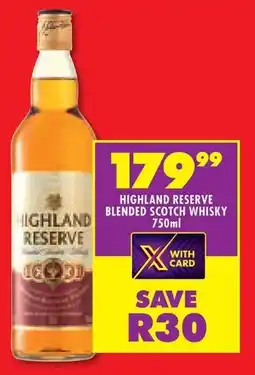 Shoprite Highland reserve blended scotch whisky offer