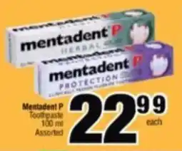 Spar Savemor Mentadent P Toothpaste Assorted offer