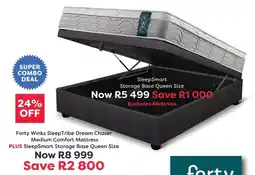 The Bed Store Forty Winks SleepTribe Dream Chaser Medium Comfort Mattress PLUS SleepSmart Storage Base Queen Size offer