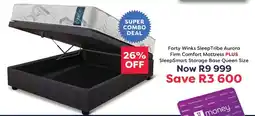 The Bed Store Forty Winks SleepTribe Aurora Firm Comfort Mattress PLUS SleepSmart Storage Base Queen Size offer