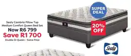 The Bed Store Sealy Cambria Pillow Top Medium Comfort Queen Bed Set offer