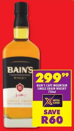 Shoprite Liquor Bain's cape mountain single grain whisky offer