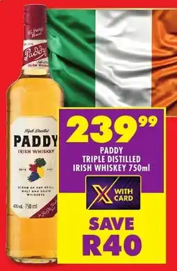 Shoprite Liquor Paddy triple distilled irish whiskey offer