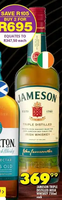 Shoprite Jameson triple distilled irish whiskey offer