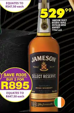 Shoprite Jameson select reserve triple distilled irish whiskey offer