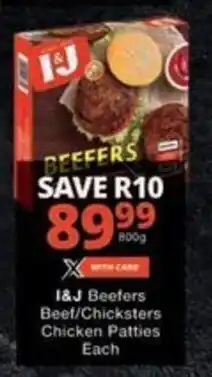 Checkers Hyper I&J Beefers Beef/Chicksters Chicken Patties offer