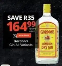 Checkers Hyper Gordon's Gin All Variants offer