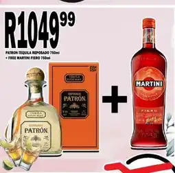 Supa Store Patron Tequila Reposado 750ml + Free Martini Fiero 750ml offer