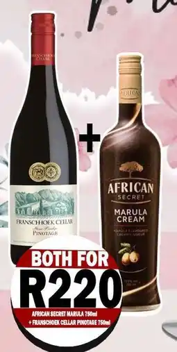 Supa Store Franschhoek Cellar Pinotage & African Secret Marula offer