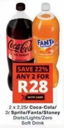 Checkers Hyper Coca-Cola/ Sprite/ Fanta/ Stoney Diets/ Lights/ Zero Soft Drink offer