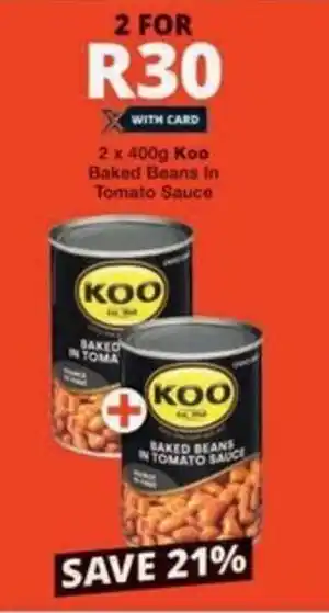 Checkers Hyper Koo Baked Beans In Tomato Sauce offer