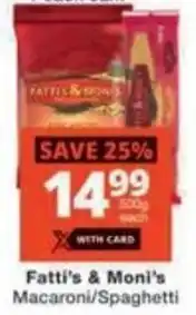 Checkers Hyper Fatti's & Moni's Macaroni/Spaghetti offer