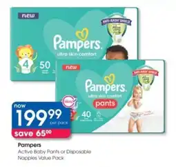 Clicks Pampers Active Baby Pants or Disposable Nappies Value Pack offer
