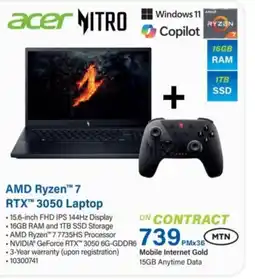 Incredible Connection Acer AMD Ryzen 7 RTX 3050 Laptop offer