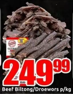 Three Star Cash and Carry Beef Biltong/Droewors offer