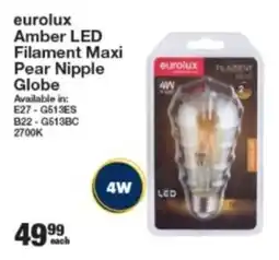 Mica Eurolux Amber LED Filament Maxi Pear Nipple Globe offer