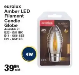 Mica Eurolux Amber LED Filament Candle Globe offer