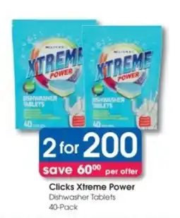 Clicks Clicks Xtreme Power Dishwasher Tablets offer